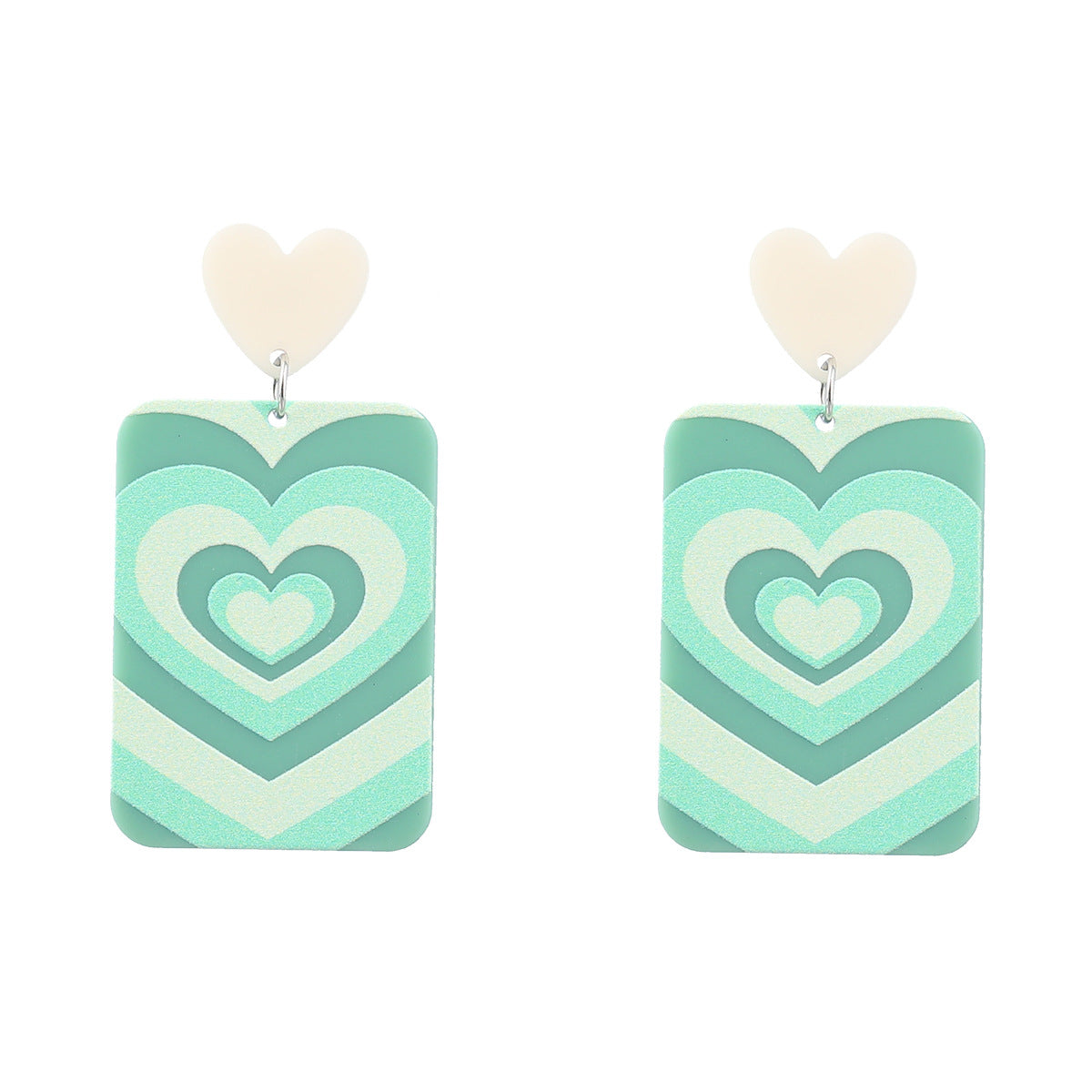 Pendientes De Placa De Ácido Acético Impreso Corazón al por mayor